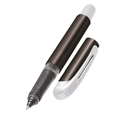 Abbildung von ONLINE Tintenpatronen Rollerball College Metallic Black, für Rechtshänder &amp; Linkshänder, ergonomisches Griffstück, hochwertiger Roller Ball, Standard Tintenpatronen, inkl. Kombipatrone blau