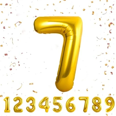 Abbildung von Geburtstag zahlen luftballon 7 jahre Gold Folienballon XXL Riesen in 40&quot; 101cm Geburtstagsdeko Ballon Zahl Deko zum .Fliegt mit Helium