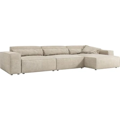 Abbildung von Ecksofa Sirpio XL 370x170 cm Cord Beige Recamiere variabel