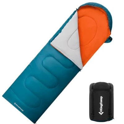Abbildung von KingCamp Schlafsack, warm und leicht, einzigartigem Farbdesign, komplett entfaltbar, vielseitig einsetzbar Schlafsack Outdoor, wasserabweisend, Schlafsäcke für Camping, (Himmelblau L Zip, 220x75cm)