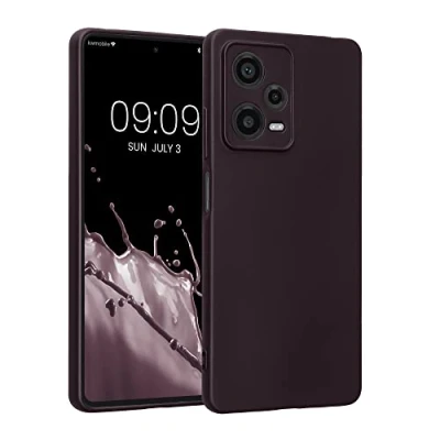 Abbildung von kwmobile Handyhülle kompatibel mit Xiaomi Redmi Note 12 Pro 5G Hülle weiche Silikon Case metallisch schimmernd in Metallic Brombeere