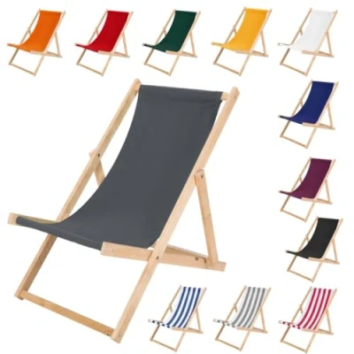 Abbildung von IMPWOOD Liegestuhl grau,Strandstuhl aus Holz,bis 100 kg,klappbar,Liege Buchenholz,Holzklappstuhl,Strandliege,Klappliege für Strand,Holz