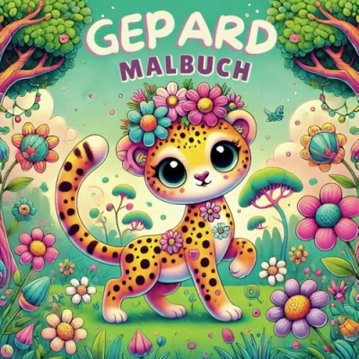 Abbildung von Gepard Malbuch: 50 spannende und lehrreiche Fakten über die schnellsten Tiere der Welt, Kreative Ausmalbilder für junge Tierfreunde ab 4 Jahren