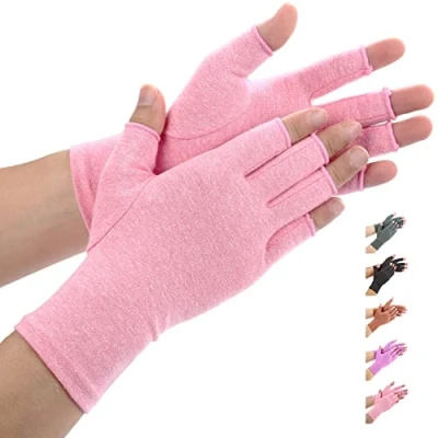 Abbildung von Duerer Arthritis handschuhe kompressionshandschuhe für Rheumatismus und Arthrose bieten Gelenkschmerzen Linderung der Symptome Rheuma Fingerlose damen(Rosa, S)