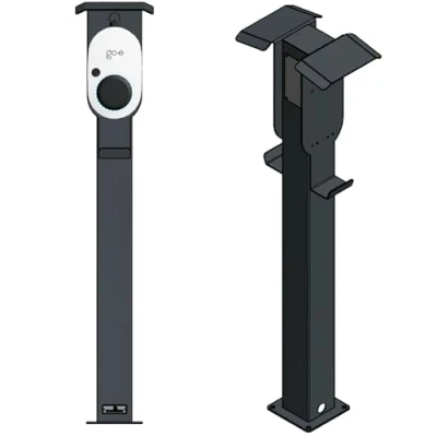 Abbildung von DIE LADESÄULE DUO Ladesäule, Standfuß, Stele, Base für 2x Fronius Wattpilot Wallbox aus Edelstahl mit Dach und Kabelhaken pulverbeschichtet anthrazit deutsche Herstellung