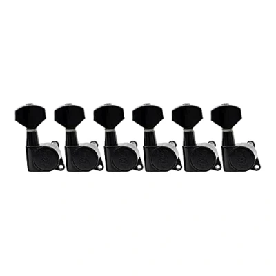Abbildung von Wilkinson 6 inline EZ Lok Gitarre Mechaniken Stimmwirbel Machine Heads Tuning Pegs Keys für Fender Strat Tele E Gitarre, Schwarz