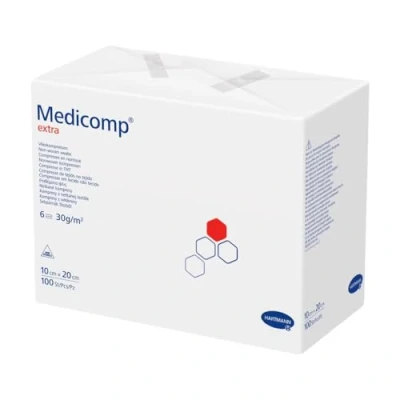 Abbildung von Medicomp Extra Vlieskompressen 10 x 20 cm , 6fach, unsteril 100 Stück in Papierbeuteln