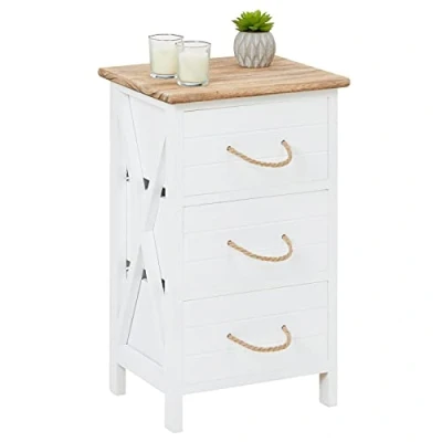 Abbildung von CARO Möbel Nachtkommode PERUGIA, Nachttisch aus Holz in weiß Shabby Chic Vintage Landhauss