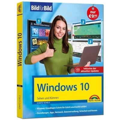 Abbildung von Windows 10: Bild für erklärt Aktuell inklusive aller Updates Komplett in Farbe Perfekt Einsteiger