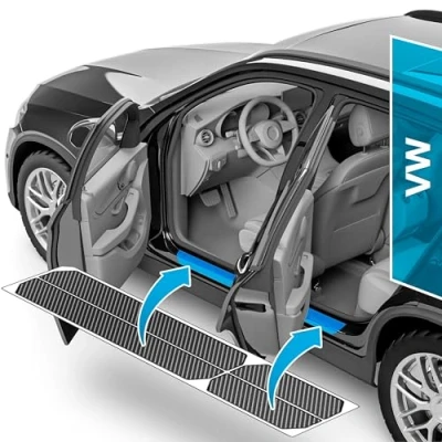 Abbildung von Auto Einstiegsleisten Schutz für VW Tiguan Allspace 2 (II) BW2 I 2017 2024 Schutzfolie Autotür Zubehör Zierleisten Lackschutzfolie Carbon Schwarz