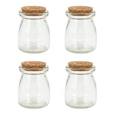 Abbildung von Creativery Deko Glas, Glasflaschen mit Korken 7cm klar transparent 90ml, 4er Set