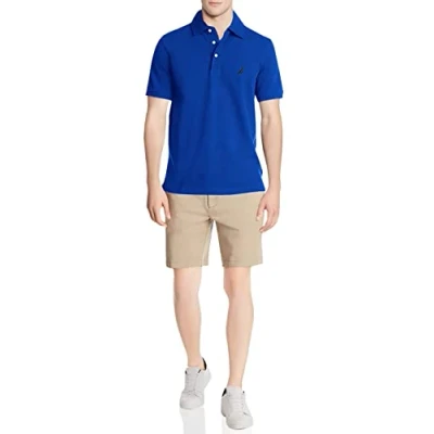 Abbildung von Nautica Herren Short Sleeve Solid Stretch Cotton Pique Polo Shirt Polohemd, Helles Kobaltblau, XX Large