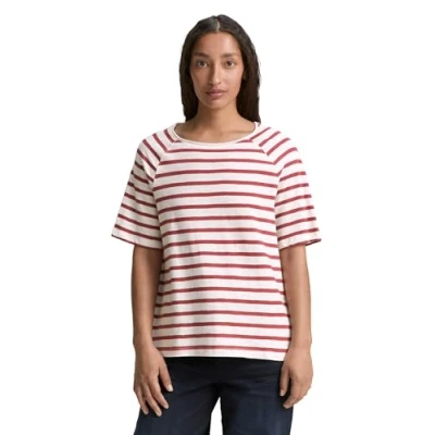 Abbildung von TOM Tailor Striped Tshirt print, Damen, Größe: XXL, Offwhite deep red stripe