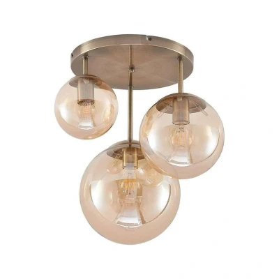 Abbildung von Lindby Teeja Deckenlampe, 3 Glaskugeln, amber