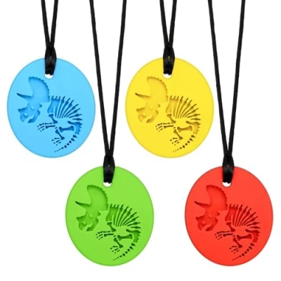 Abbildung von CLDY Chew Chain for Children, Pack of 4 Sensory Chewing Necklaces, Autism Toy Boys and Girls, Beißring aus Silikon BPA frei, Perfect Children with ADHD