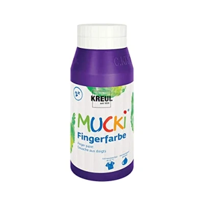 Abbildung von KREUL 23207 Mucki leuchtkräftige Fingerfarbe, 750 ml in violett, auf Wasserbasis, parabenfrei, glutenfrei, laktosefrei und vegan, auswaschbar, vermalbar mit Pinsel, Schwamm, Spachtel Fingern