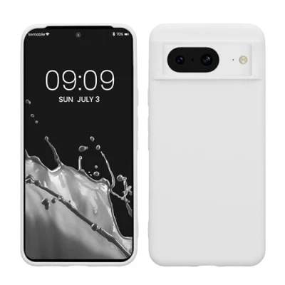 Abbildung von kwmobile Hülle kompatibel mit Google Pixel 8 weiches TPU Silikon Case Cover geeignet für kabelloses Laden Weiß matt