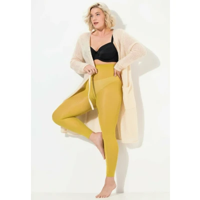 Abbildung von Ulla Popken 60 DEN Flache NÄHTE Strumpfhose, Damen, Größe: 52/54, Mustard green
