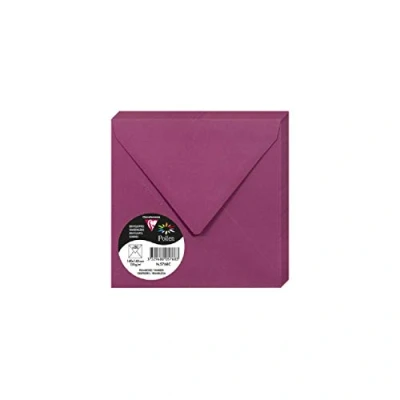Abbildung von Clairefontaine 5768C Packung mit 20 Umschläge Pollen gefüttert, 14x14cm, 120g, ideal für Ihre Einladungen und Korrespondenz, Himberrot, 1 Pack