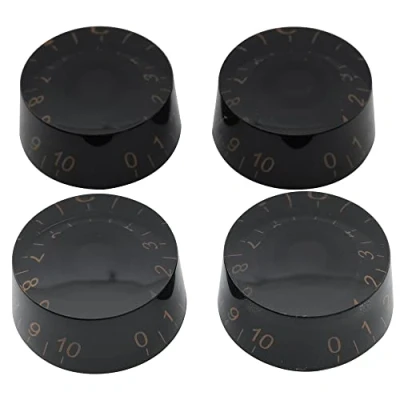 Abbildung von Musiclily Metrisch Gitarre Knöpfe Potiknöpfe Speed Knobs Volume Tone Potikopf für Epiphone Les Paul SG E Gitarre, Schwarz mit Goldzahl(4 Stück)