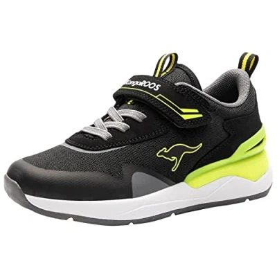 Abbildung von KangaROOS Unisex Kinder KD Gym EV Sneaker, Jet Black/Neon Yellow 5062, 34 EU