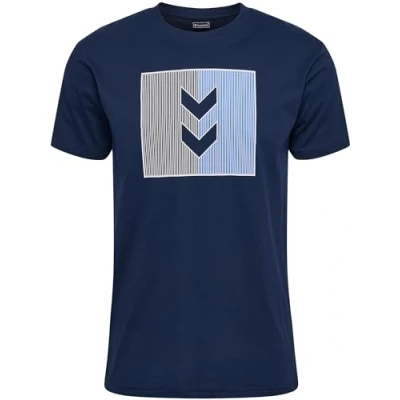 Abbildung von Hummel Active Stripe CO Tshirt print, Herren, Größe: Small, Dress blues