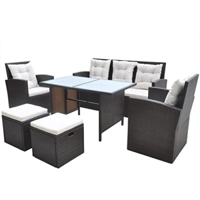 Abbildung von vidaXL Gartenmöbel 6 TLG. Poly Rattan Braun Garten Sitzgruppe Gartengarnitur
