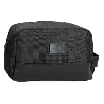Abbildung von Pepe Jeans Blackmore Nececer anpassbar, Schwarz, 25 x 15 12 cm, Polyester mit Details aus Kunstleder, 4,5 l, von Joumma Taschen, Talla única, Anpassbar
