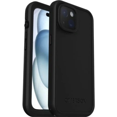 Abbildung von Apple iPhone 15 Hülle MagSafe Kunststoff OtterBox Hard Case/Backcover Handyhülle Schwarz Shockproof/Stoßfest