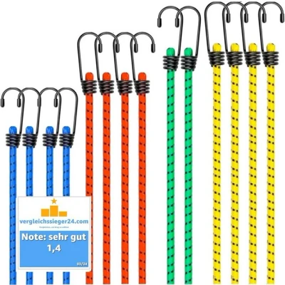 Abbildung von toolmate® Spanngurt extrastarkes Spanngummi Set Ladungssicherung (12 St) stabiler Gepäckspanner, zuverlässiges Transportzubehör
