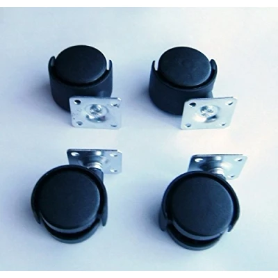 Abbildung von Kinzo Möbelrolle 4x MÖBELROLLEN Ø 40mm mit Anschraubplatte Schwarz Lenkrollen 65, (4 St), Transportrollen Schwenkrollen Laufrollen Rollen