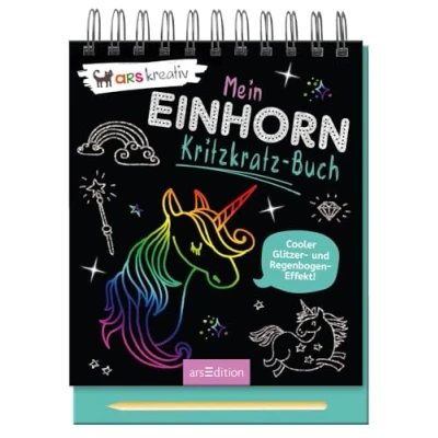Abbildung von Mein Einhorn Kritzkratz Buch: Cooler Glitzer und Regenbogen Effekt Kreativer Kratzelspaß mit Malideen Holzstift für Kinder ab 5 Jahren