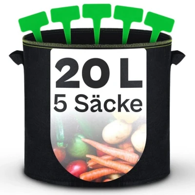 Abbildung von Praknu Pflanzkübel 5x Pflanzsack 20 Liter Schwarz (Set, 5 St), Pflanzen