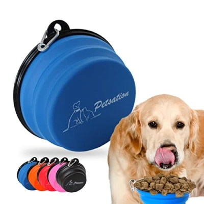Abbildung von PETSATION Hundenapf faltbar für unterwegs [Das Original] Futternapf Hund ideal den Alltag 2000 ml Wassernapf Trinknapf Reisenapf, Fressnapf, Napf (Blau, ml)