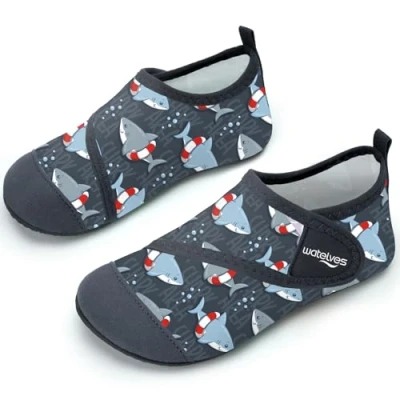 Abbildung von Badeschuhe Strandschuhe Schwimmschuhe Wasserschuhe Junge Baby Aquaschuhe Schnell Trocknend Barfuss Schuh für Kinder Beach Pool（Hai Grau 24/25）