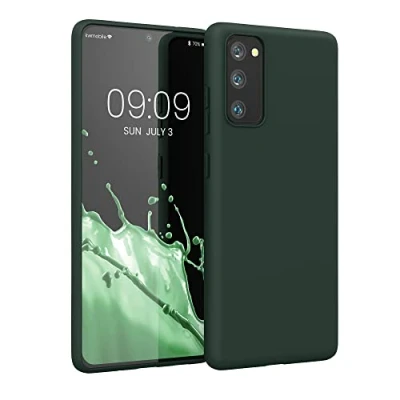 Abbildung von kwmobile Hülle kompatibel mit Samsung Galaxy S20 FE weiches TPU Silikon Case Cover geeignet für kabelloses Laden Moosgrün