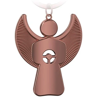 Abbildung von FABACH Schutzengel Schlüsselanhänger Pikto mit Lenkrad Edler Engel Anhänger aus Metall in glänzendem Rosegold Geschenk Glücksbringer Auto Führerschein Fahr vorsichtig