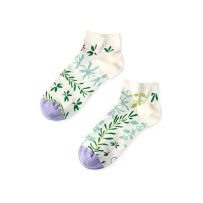 Abbildung von Dedoles Socken Unisex Damen Herren &amp; Kinder Baumwolle viele lustige Designs 1 Paar Geschenk links rechts verschieden, Farbe: Lila, Motiv: Gartenkräuter (Knöchelsocken), Gr. 35 38