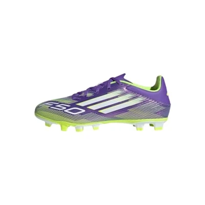 Abbildung von adidas Unisex F50 Club Firm Multi Ground Football Boots Fußballschuhe, Purple Rush/Cloud White/Lucid Lemon, 47 1/3 EU