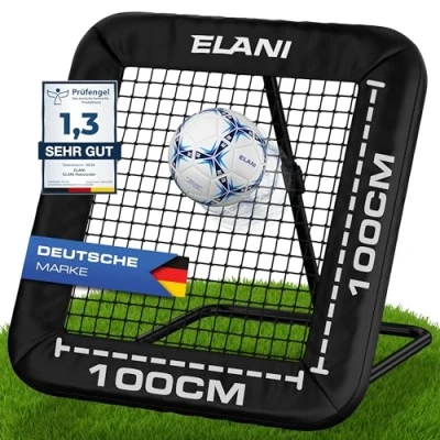Abbildung von ELANI Rebounder für Fußball Kinder 1x1m mit Schutzrand &amp; 6 Heringen sicheren Stand Fussball stabilem Rahmen Trainingszubehör auch Handball, Volleyball