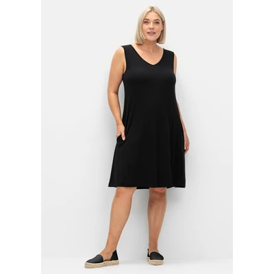Abbildung von Sheego Alinien Jerseykleid, Damen, Größe: 40, Schwarz