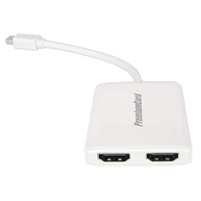 Abbildung von PremiumCord MST Adapter Mini DisplayPort 1.2 auf 2X HDMI 2.0, Extension + Mirror 2 Various Screens, Video 4K@60Hz 2160p, Full HD 1080p, 3D, weiß