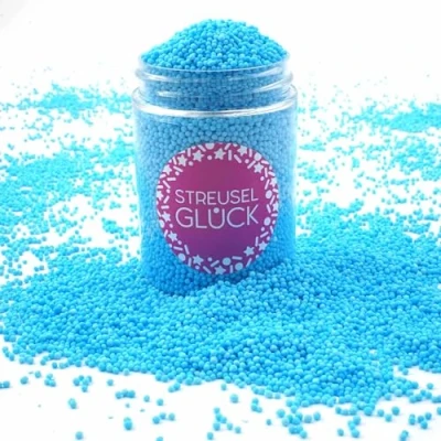 Abbildung von Streusel Glück Just Pure hellblau 90g Nonpareilles Zuckerperlen Zuckestreusel Kindergeburtstag Weihnachten Tortendeko Cupcakes Muffins Christmas Kuchenstreusel Plätzchen Torte