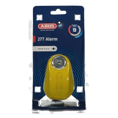 Abbildung von ABUS Bremsscheibenschloss Element 277A Roller und Motorradschloss mit Alarm 10 mm Schließbolzen Sicherheitslevel 9 gelb