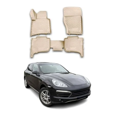 Abbildung von OMAC Gummimatten Fußmatten kompatibel mit Porsche Cayenne 2010 2016 TPE Automatten Beige 4X