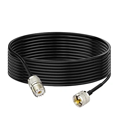 Abbildung von BINGFU 3 Meter UHF PL 259 Stecker auf Buchse RG58 Koaxialkabel für Fahrzeug Auto SUV LKW Walkie Talkie Funkgerät Handheld Radio CB Funk Amateur Mobile UKW Sender, MEHRWEG