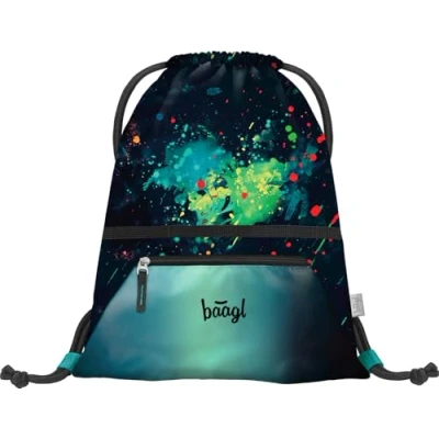 Abbildung von Baagl Turnbeutel für Jungen, wasserdichte Schuhbeutel Kinder, Schule und Kindergarten Sportbeutel Junge, Sportrucksack, Gymsack (Chill)