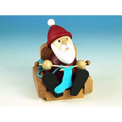 Abbildung von Kunsthandwerk Ullrich Holzfigur Weihnachtsmann strickend im Sessel HxB 9x6,5cm NEU Seiffen Erzgebirge Dekoration Holzfiguren Weihnachten Fensterschmuck Spielzeug Deko Weihnachtsfigur