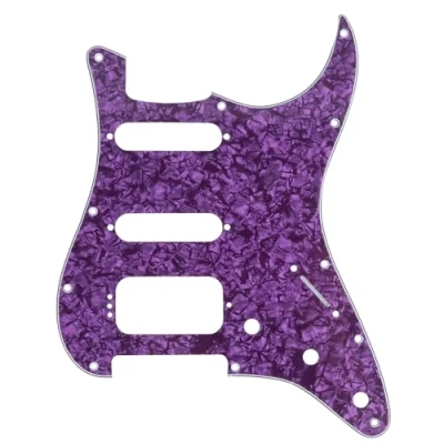 Abbildung von Musiclily Pro 11 Löcher Round Corner HSS Strat Pickguard Gitarren Schlagbrett für USA/Mexican Stratocaster 4 screw Humbucking Mounting Open Pickup,4 lagig Purple Pearl