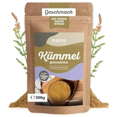Abbildung von Kümmel gemahlen Monte Nativo (300g) Schonend getrocknete und Gemahlene Kümmelsamen ideal zum Kochen perfekt Backen Tee Aromatischer leckerer